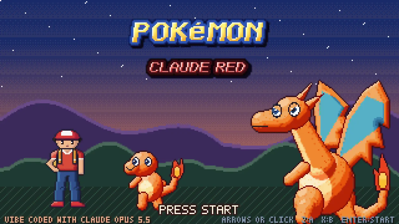 Pokémon Red remake in pure pixels, made with Claude Opus 5.5