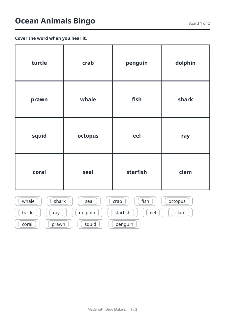 A real page made by Bingo Cards