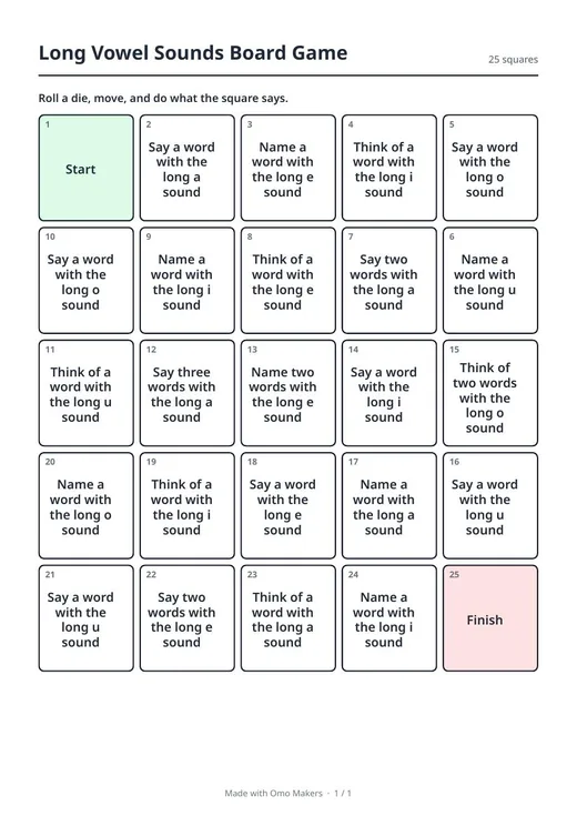 Page 1 of 1 made by Board Game